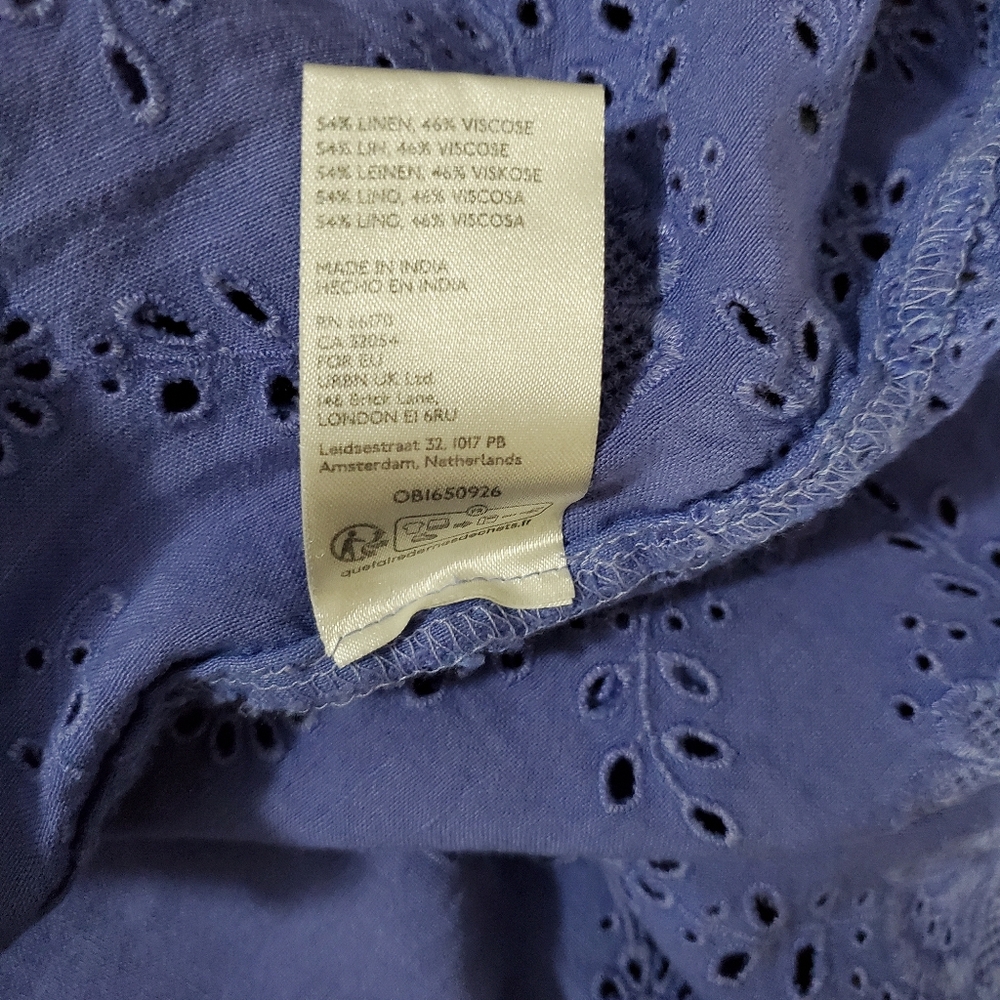 Free People Blue Eyelet Button-Front Strapless Dress - Picture 7 of 7